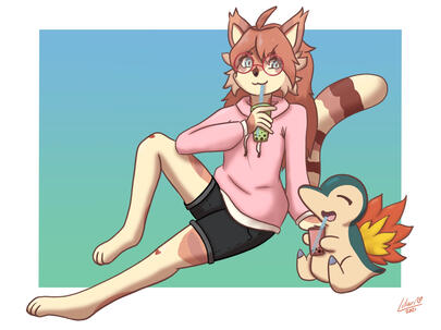 Boba Buddy rendered fullbody with prop (Pokemon)